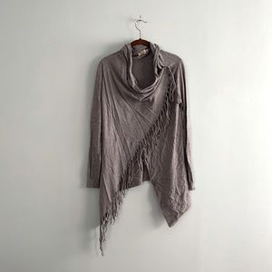Lovestitch Size S Grey Asymmetrical Cowl Neck Sweater